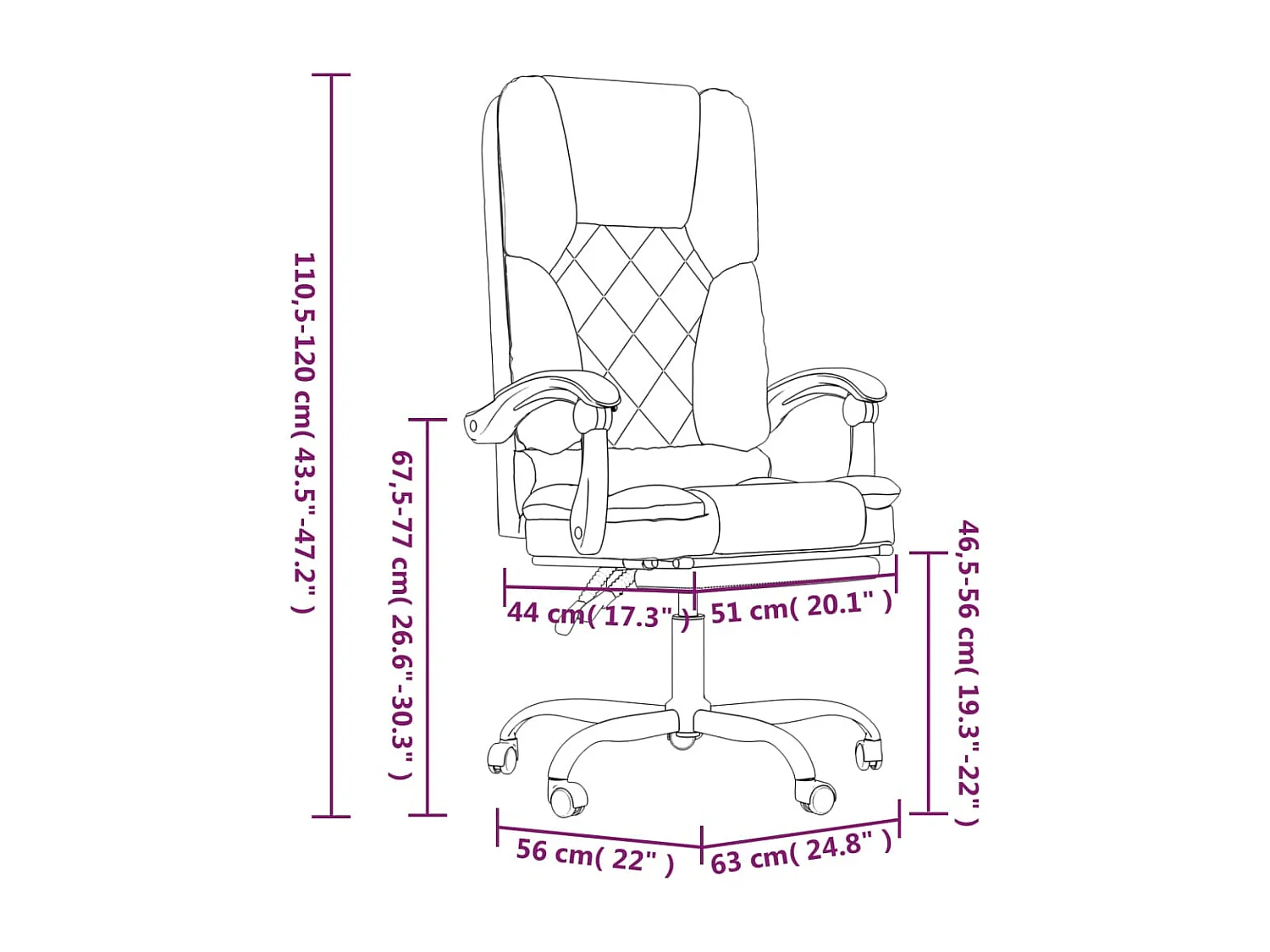 Silla de oficina reclinable masaje cuero sintético marrón