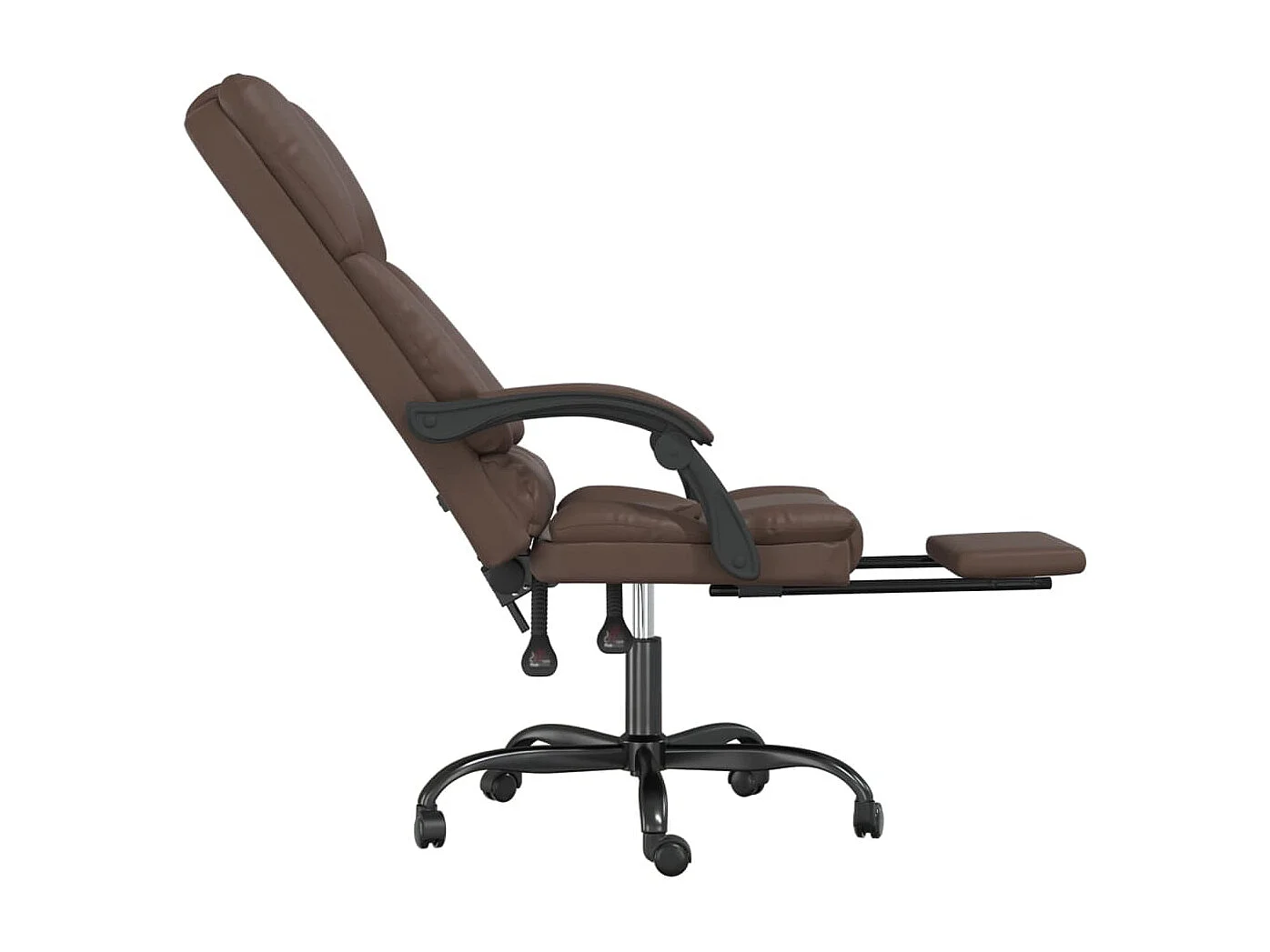 Silla de oficina reclinable masaje cuero sintético marrón