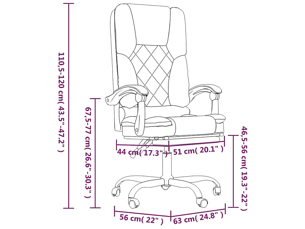 Fauteuil de massage inclinable de bureau Marron Similicuir