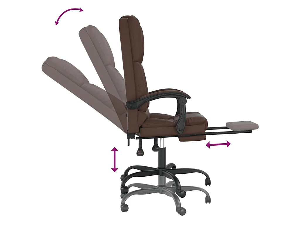Fauteuil de massage inclinable de bureau Marron Similicuir