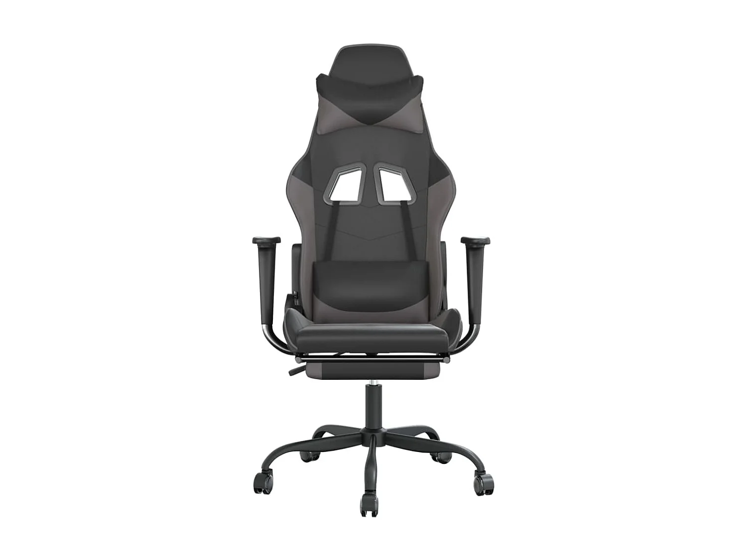 Chaise de jeu de massage avec repose-pied Noir&Gris Similicuir