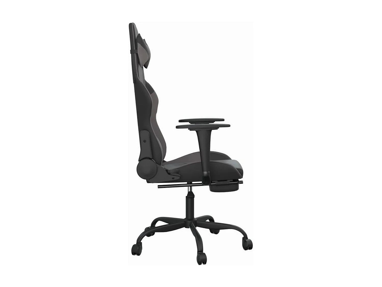 Chaise de jeu de massage avec repose-pied Noir&Gris Similicuir