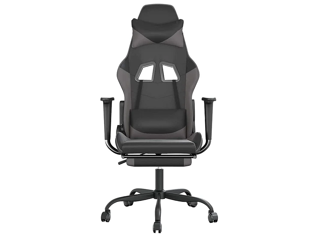 Chaise de jeu de massage avec repose-pied Noir&Gris Similicuir