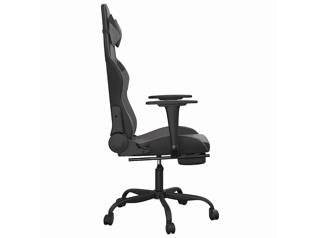 Chaise de jeu de massage avec repose-pied Noir&Gris Similicuir