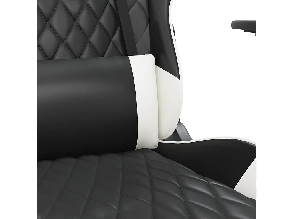 Silla gaming con reposapiés cuero sintético negro blanco