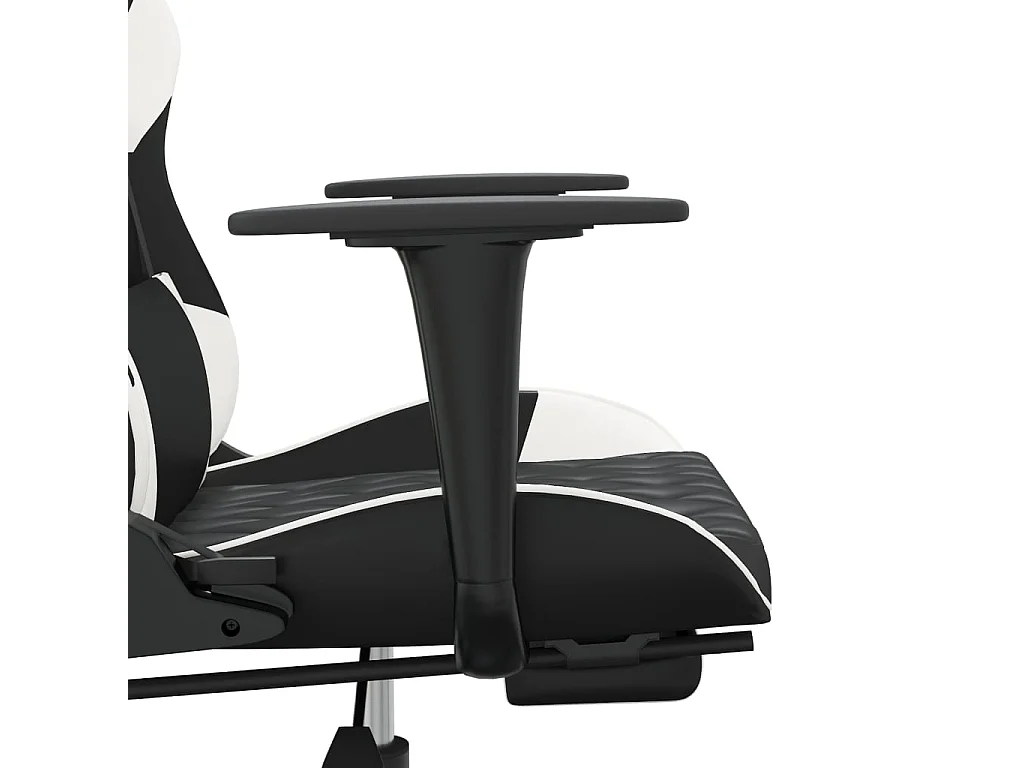 Silla gaming con reposapiés cuero sintético negro blanco