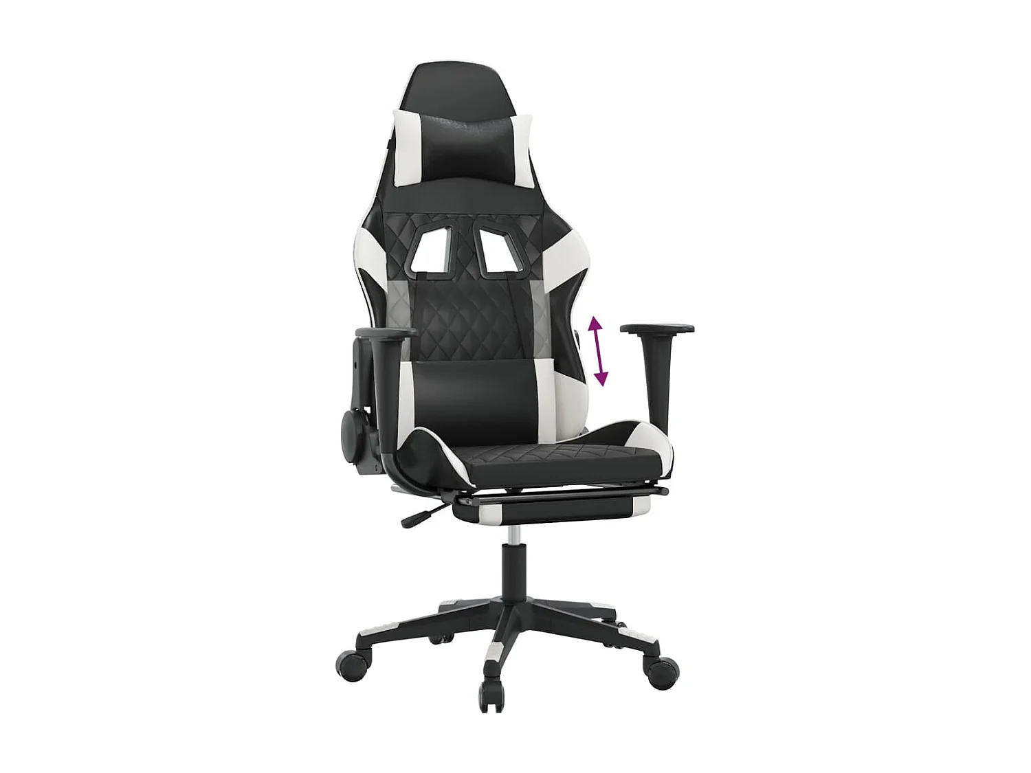Chaise de jeu avec repose-pied Noir et blanc Similicuir