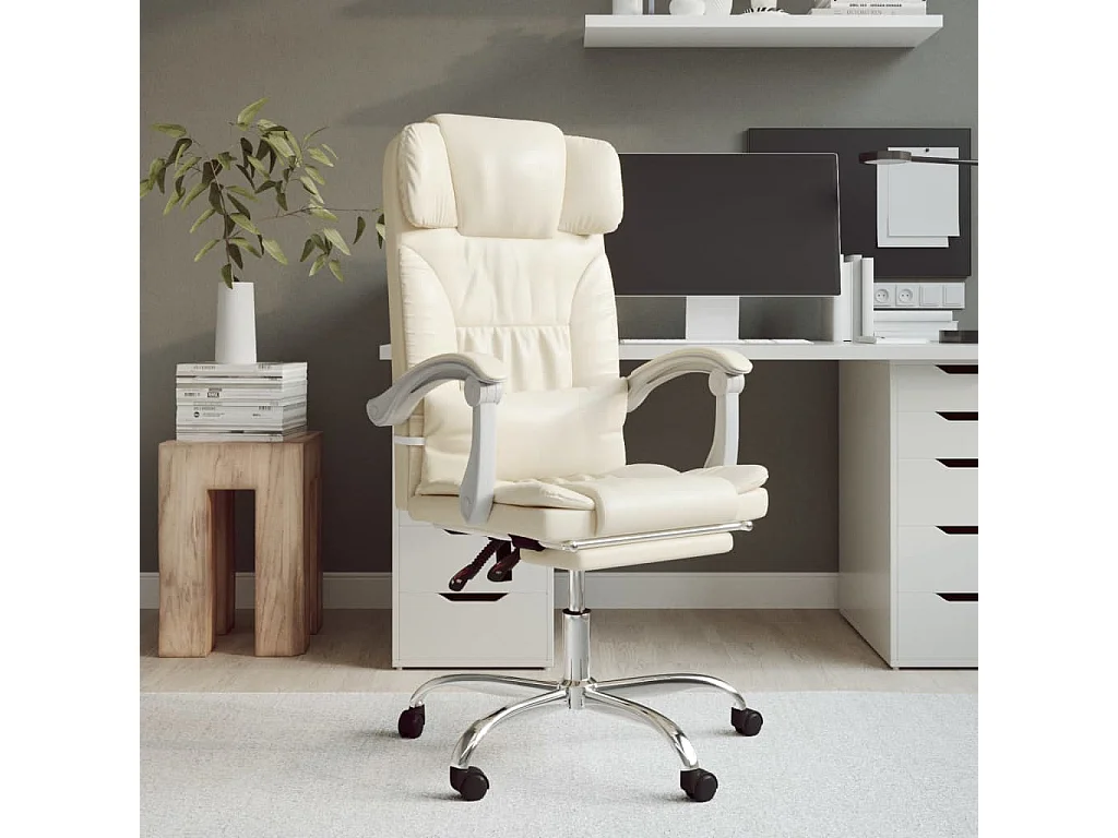 Fauteuil inclinable de bureau Crème Similicuir