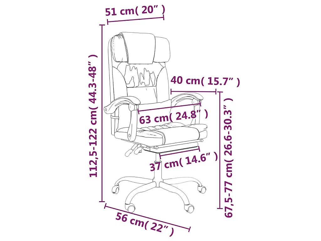 Kantoorstoel verstelbaar kunstleer crèmekleurig