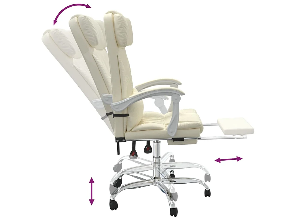 Kantoorstoel verstelbaar kunstleer crèmekleurig