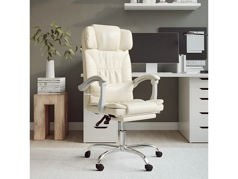 Fauteuil inclinable de bureau Crème Similicuir