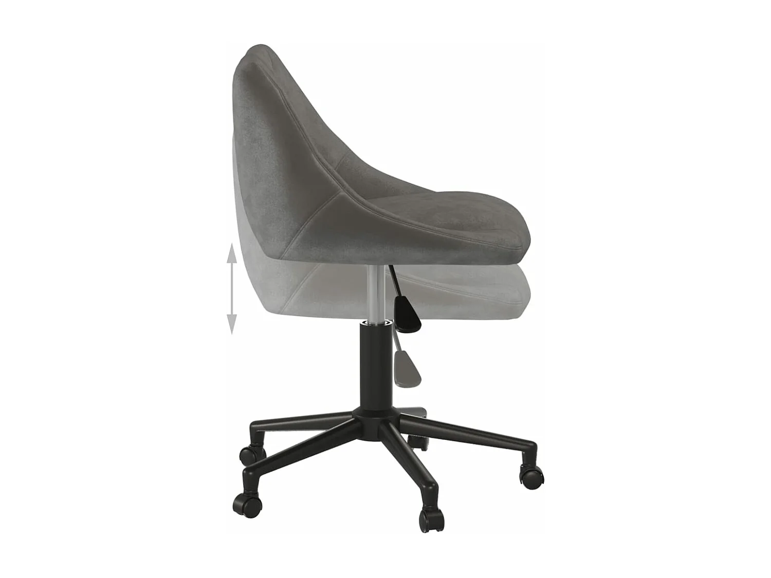 Chaise pivotante de bureau Gris foncé Velours