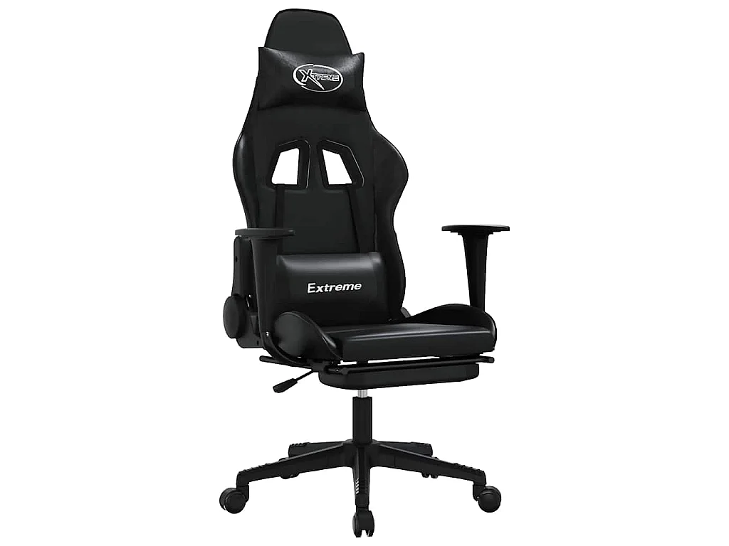 Chaise de jeu de massage avec repose-pied Noir Similicuir