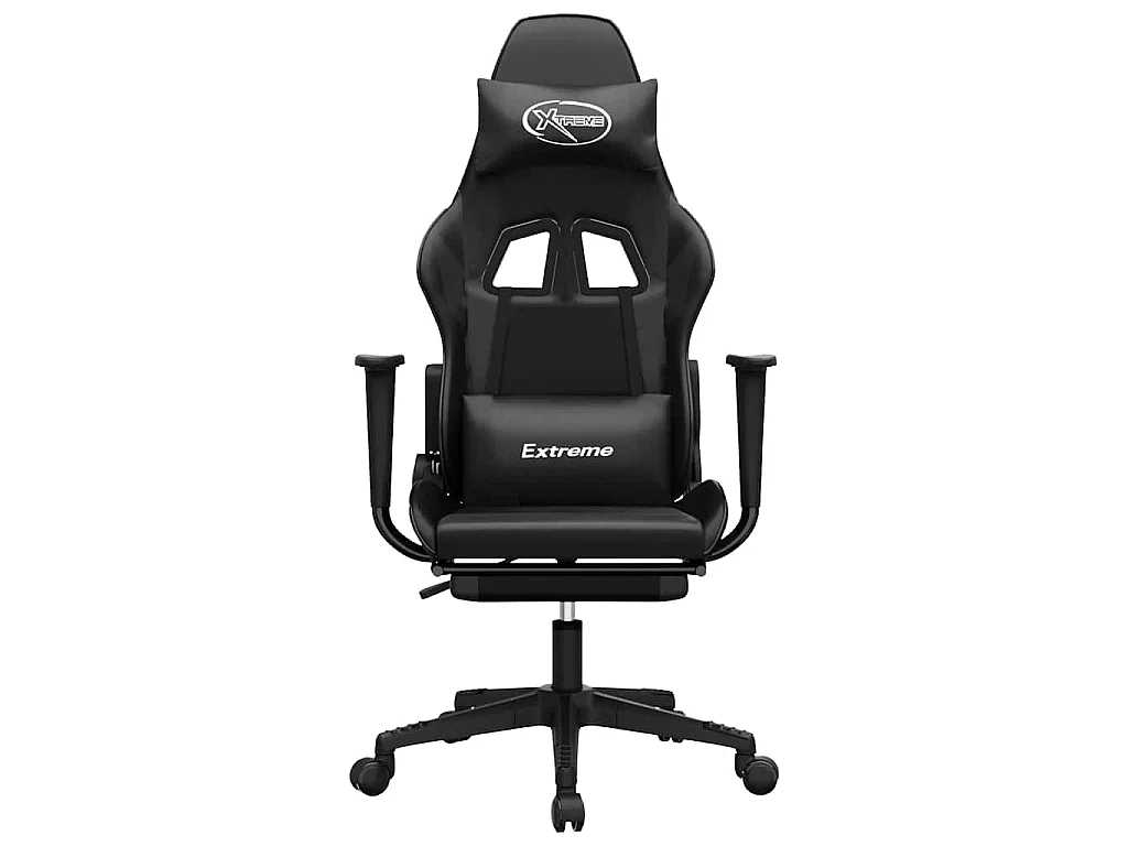 Chaise de jeu de massage avec repose-pied Noir Similicuir