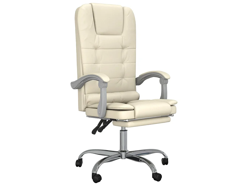 Kantoorstoel massage verstelbaar kunstleer crèmekleurig