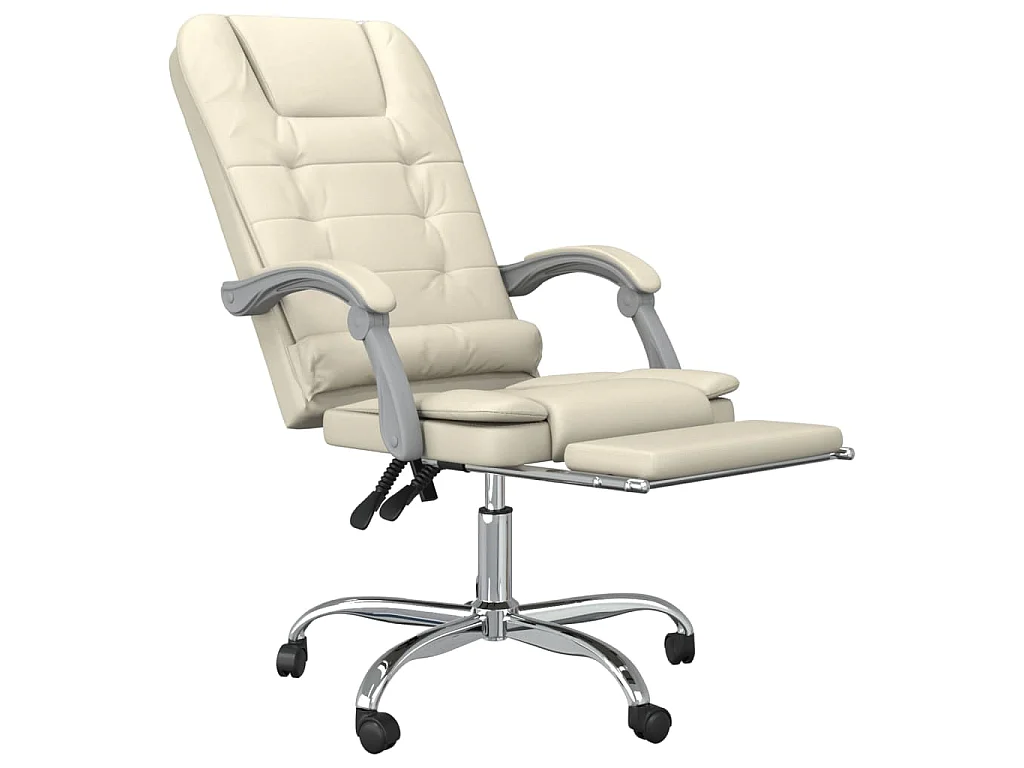 Kantoorstoel massage verstelbaar kunstleer crèmekleurig