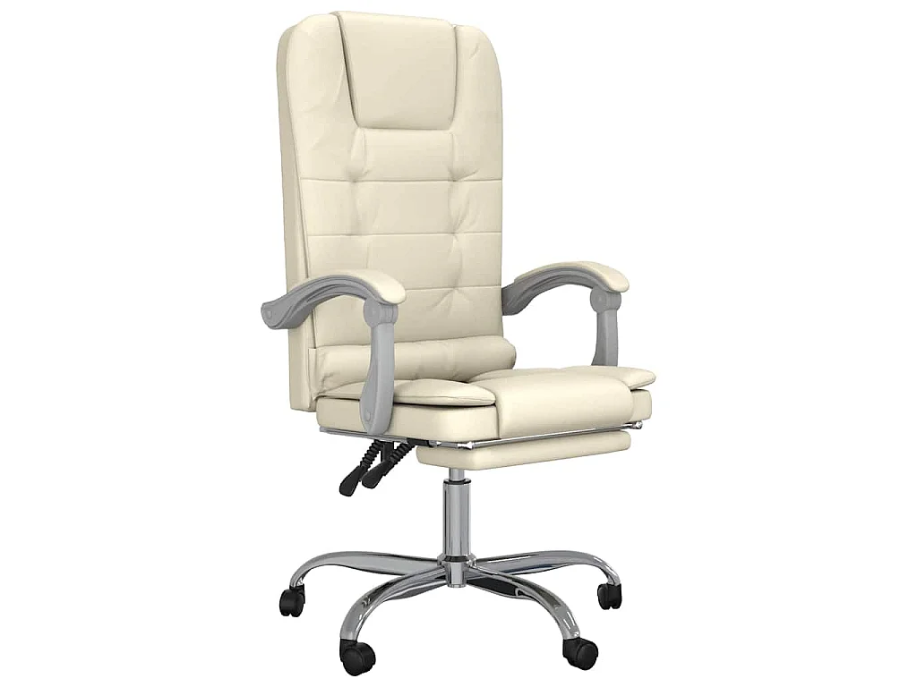Fauteuil de massage inclinable de bureau Crème Similicuir