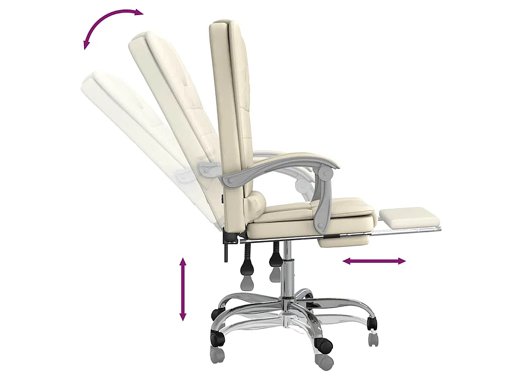 Fauteuil de massage inclinable de bureau Crème Similicuir