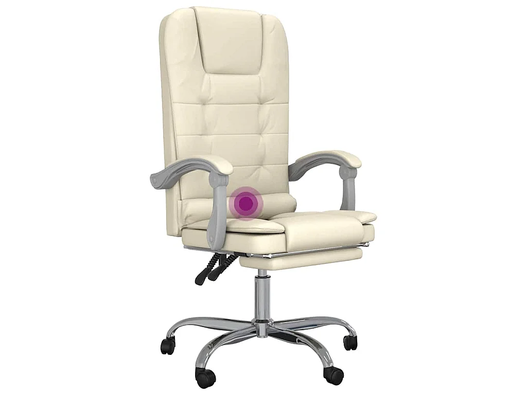 Fauteuil de massage inclinable de bureau Crème Similicuir