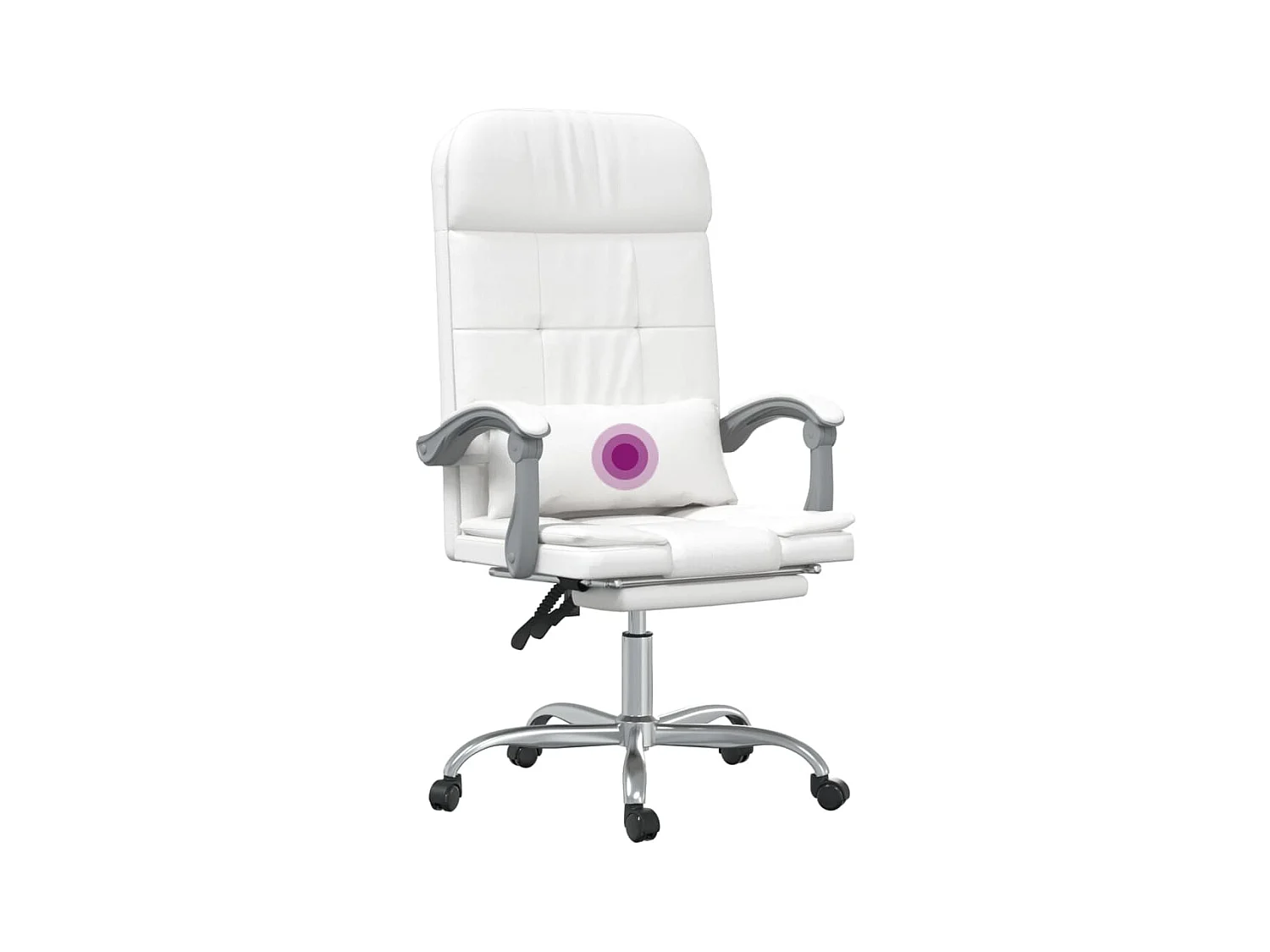 Poltrona da Ufficio Massaggiante Reclinabile Bianca Similpelle