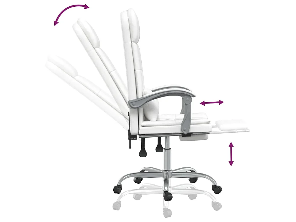 Fauteuil de massage inclinable de bureau Blanc Similicuir