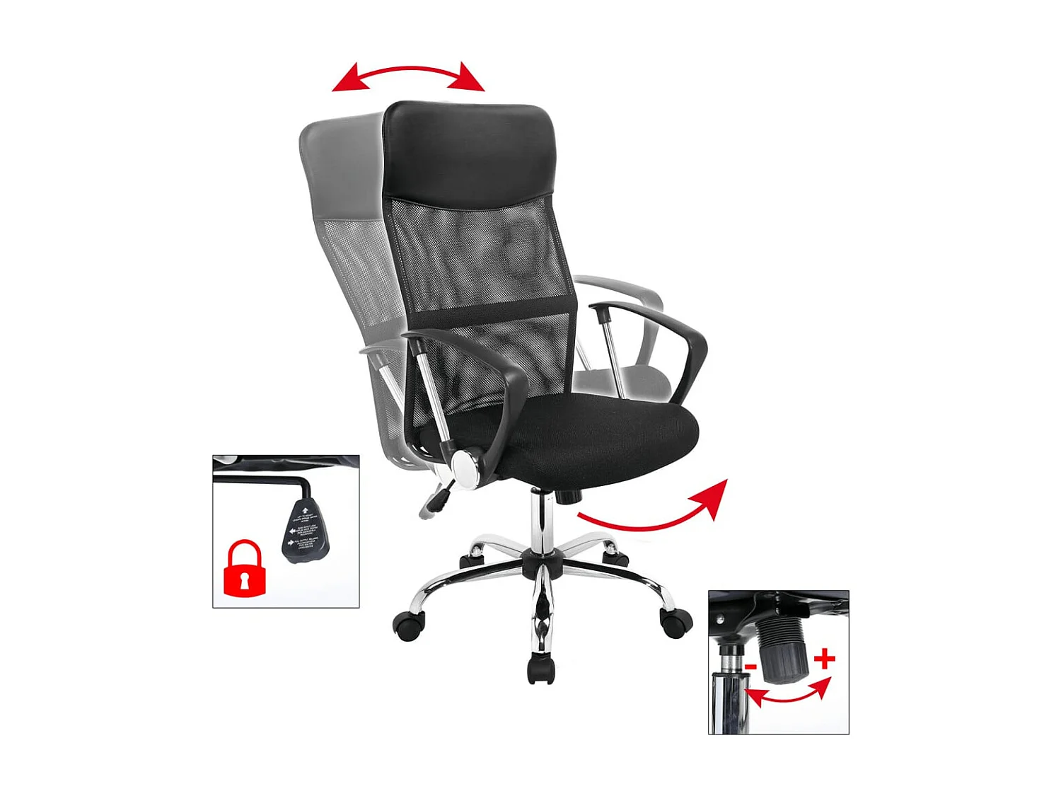 Chaise de bureau Noir Acier