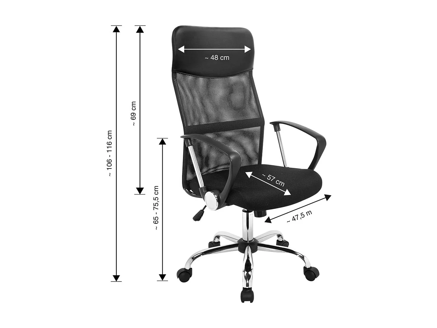 Chaise de bureau Noir Acier