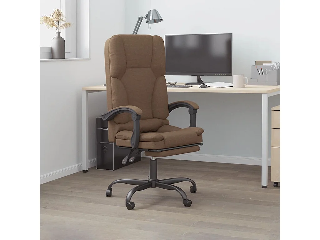 Fauteuil de massage inclinable de bureau Marron Tissu