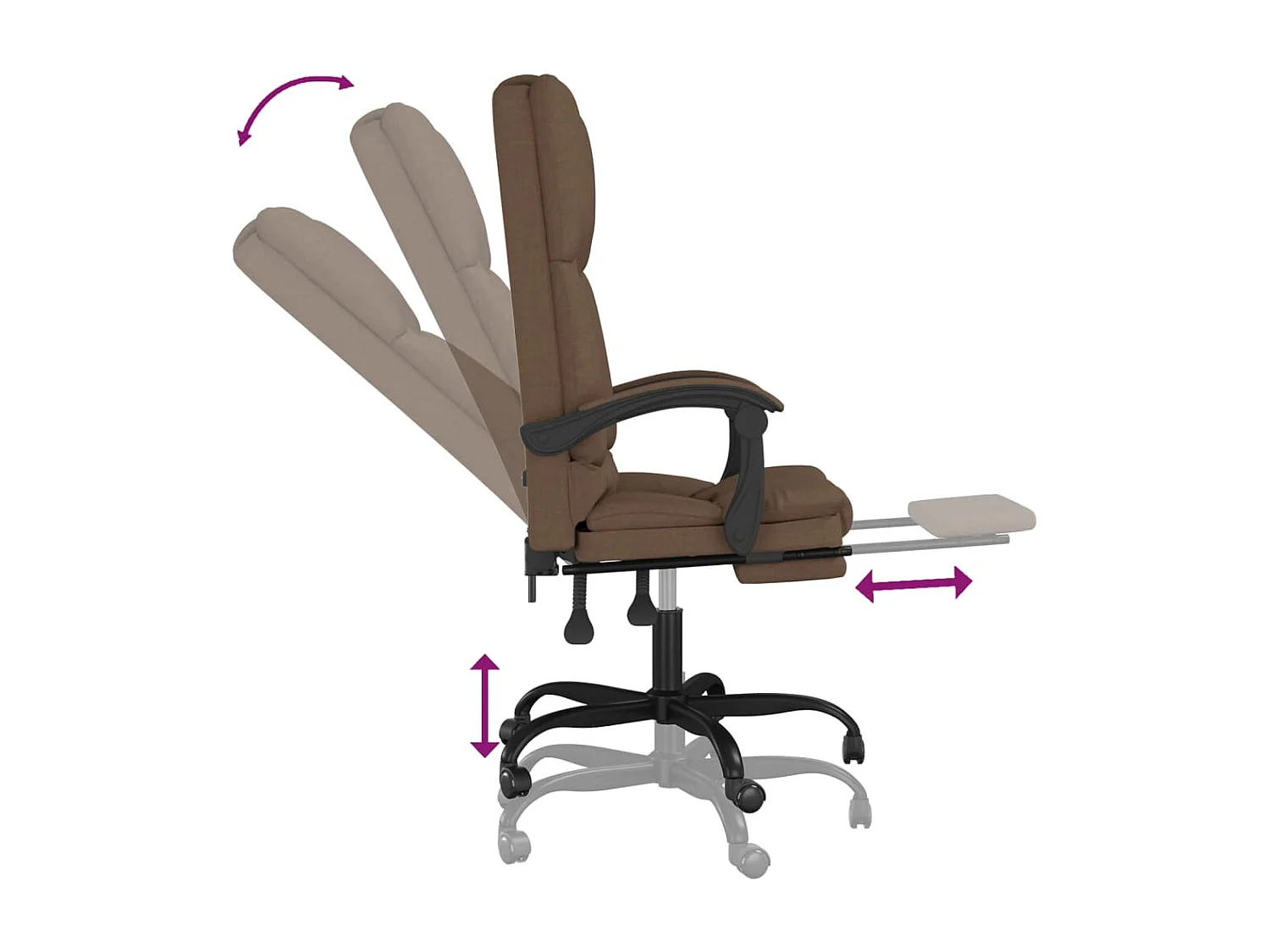 Fauteuil de massage inclinable de bureau Marron Tissu