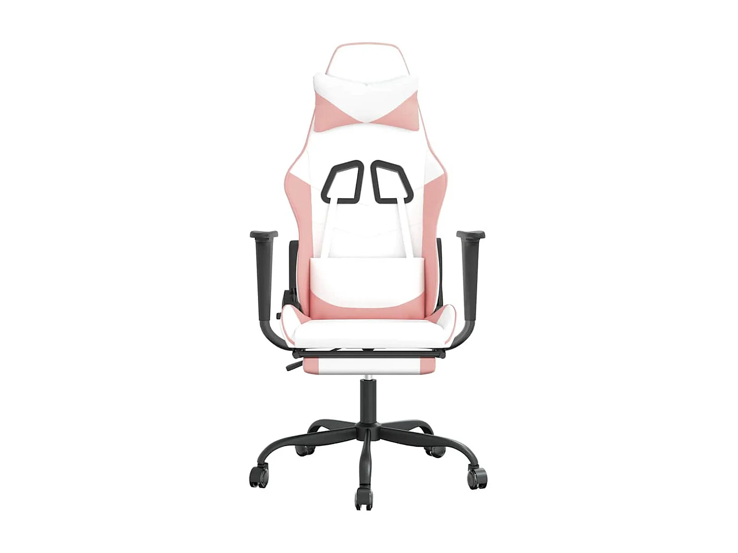 Gaming-Stuhl mit Massage & Fußstütze Weiß und Rosa Kunstleder