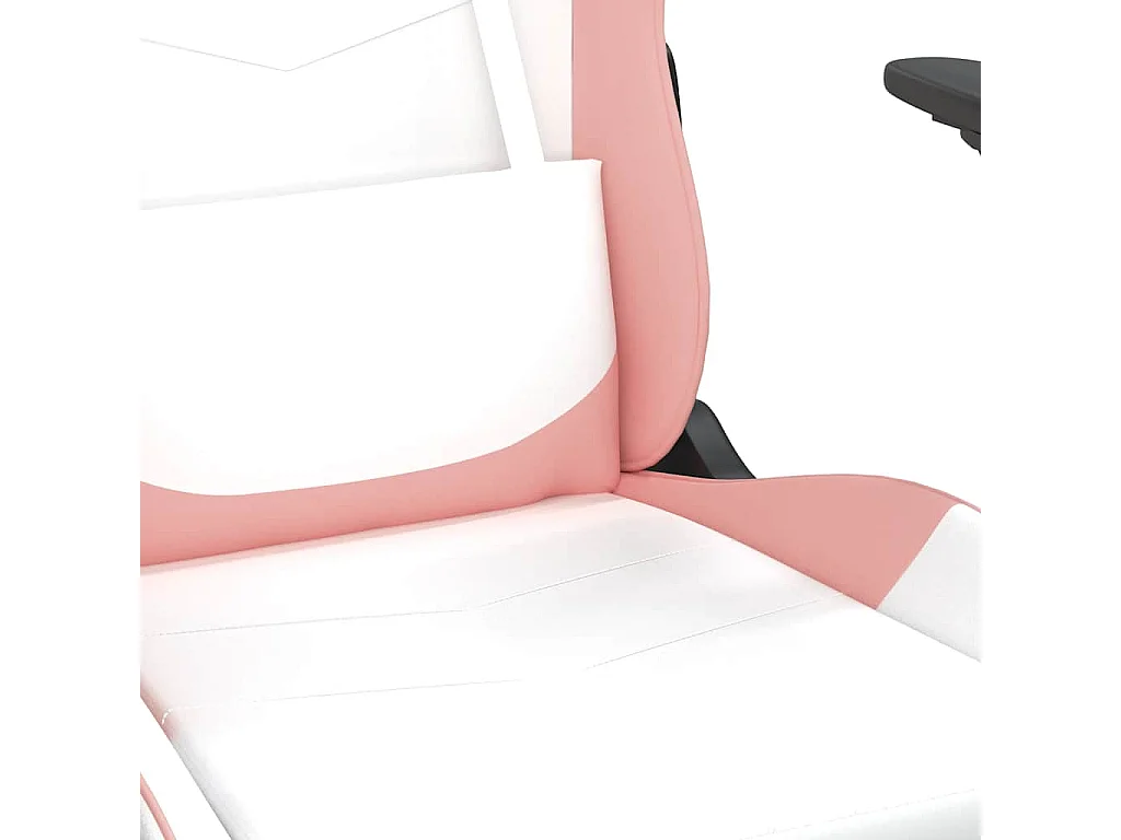 Gaming-Stuhl mit Massage & Fußstütze Weiß und Rosa Kunstleder