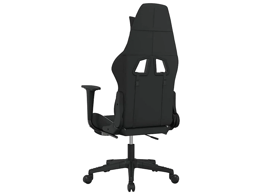 Sedia da Gaming Massaggio e Poggiapiedi Tessuto Nero e Crema