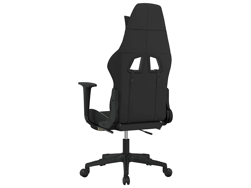 Sedia da Gaming Massaggio e Poggiapiedi Tessuto Nero e Crema