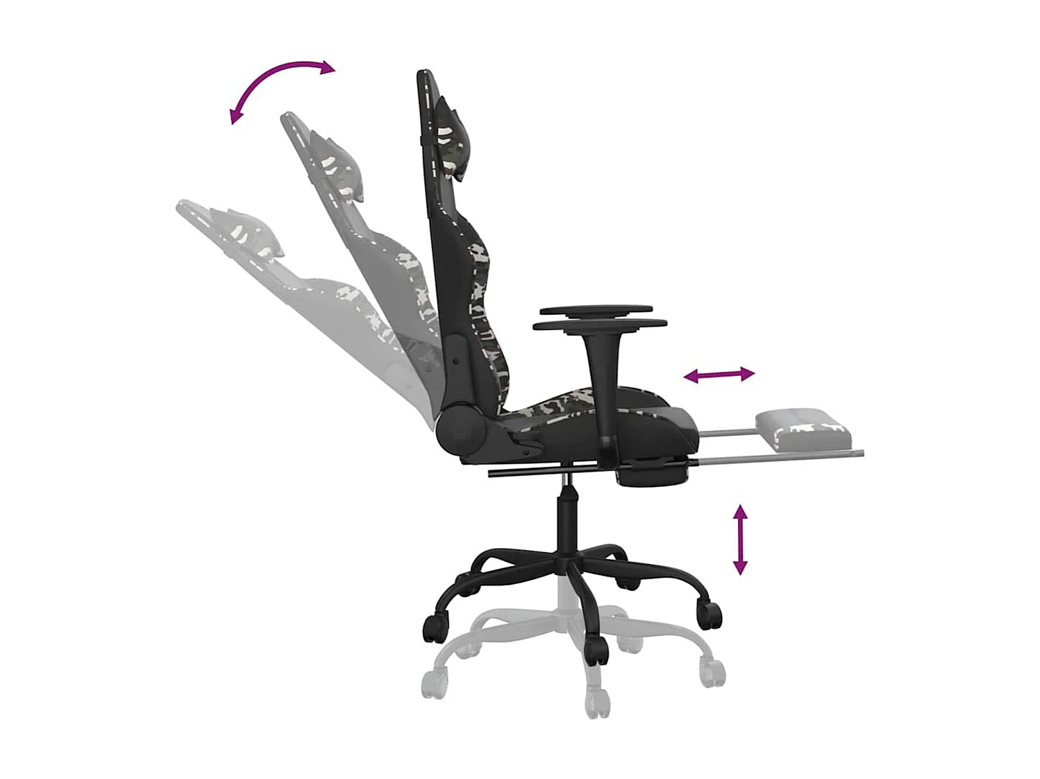 Massage gamestoel met voetensteun kunstleer zwart & camouflage