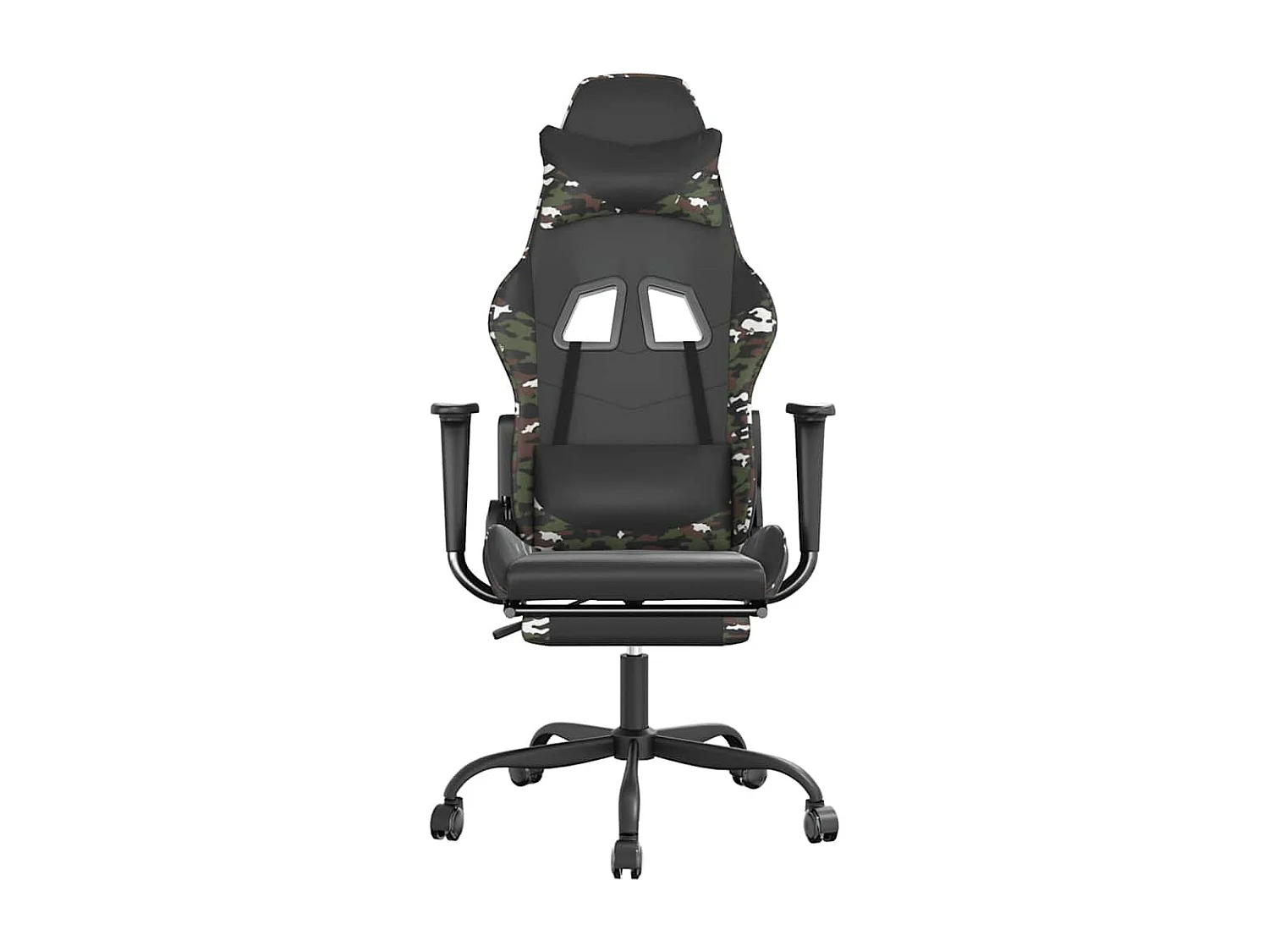 Gamingstuhl mit Massage Fußstütze Schwarz Tarnfarben Kunstleder