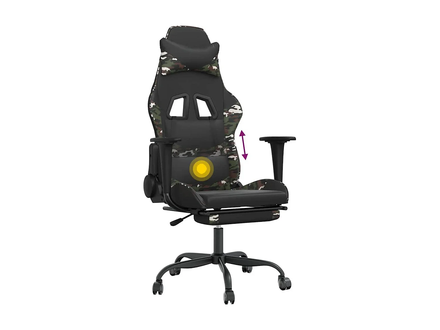 Gamingstuhl mit Massage Fußstütze Schwarz Tarnfarben Kunstleder