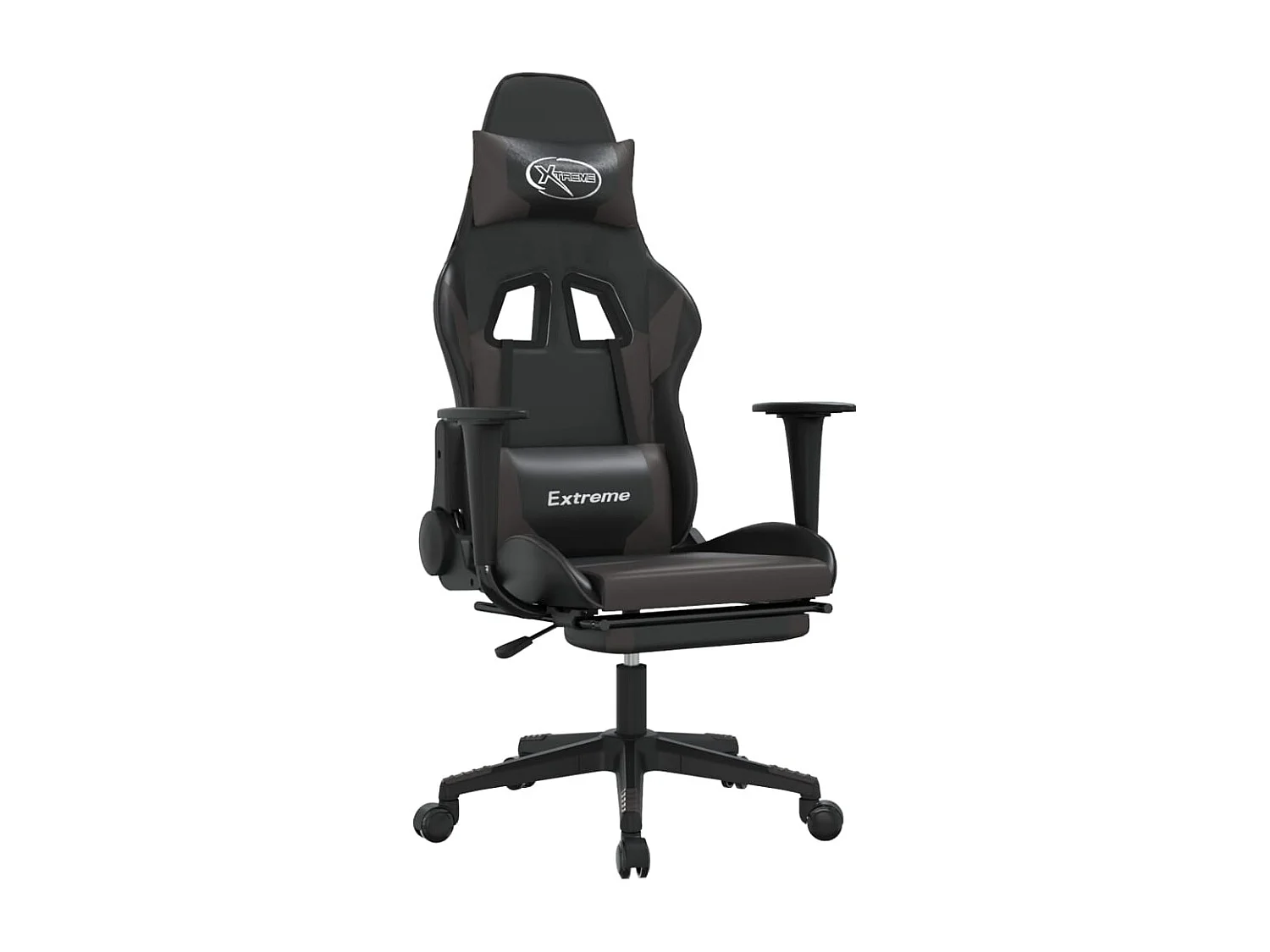 Chaise de jeu avec repose-pied Noir et gris Similicuir