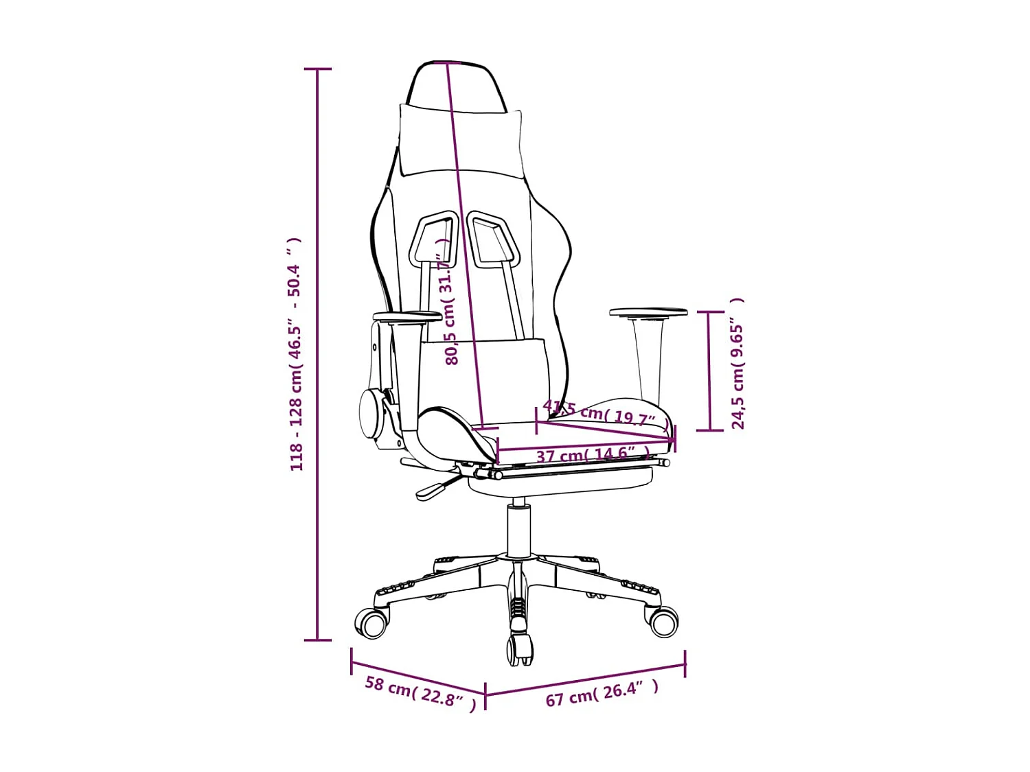 Chaise de jeu avec repose-pied Noir et gris Similicuir