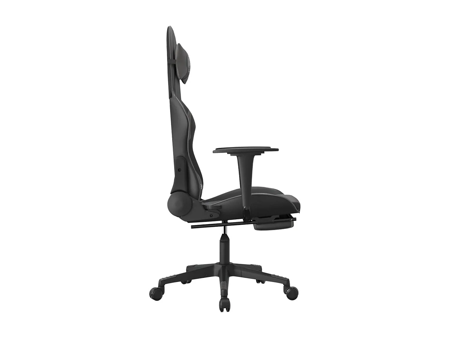 Chaise de jeu avec repose-pied Noir et gris Similicuir