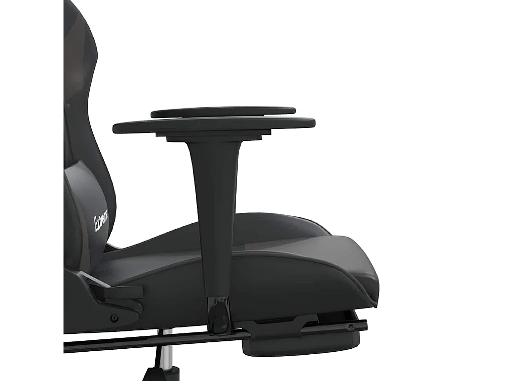 Chaise de jeu avec repose-pied Noir et gris Similicuir