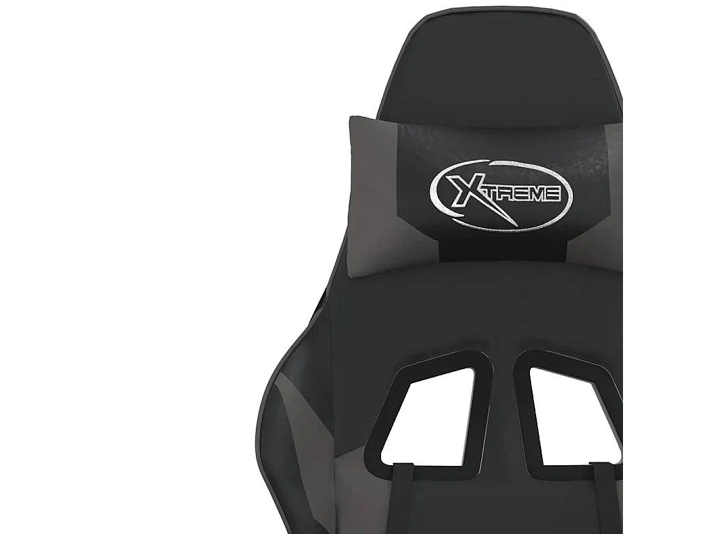 Chaise de jeu avec repose-pied Noir et gris Similicuir