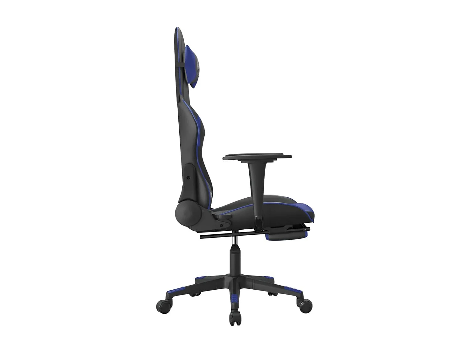 Chaise de jeu avec repose-pied Noir et bleu Similicuir
