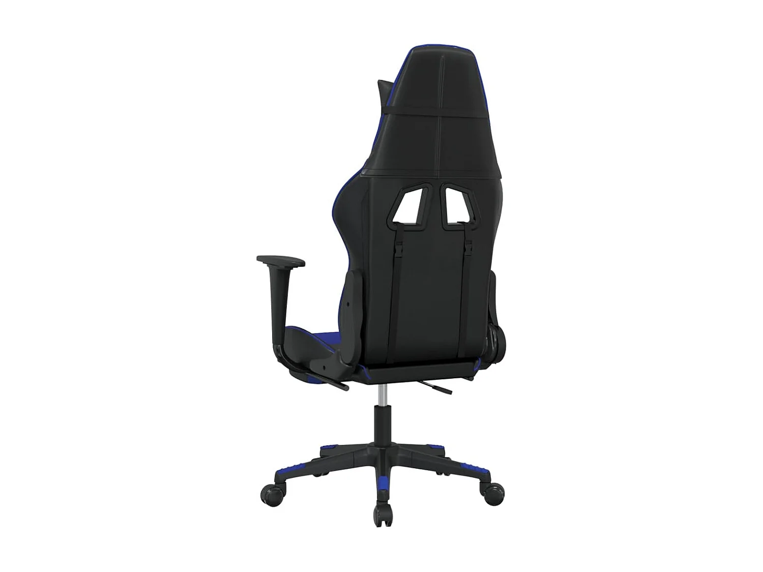 Chaise de jeu avec repose-pied Noir et bleu Similicuir
