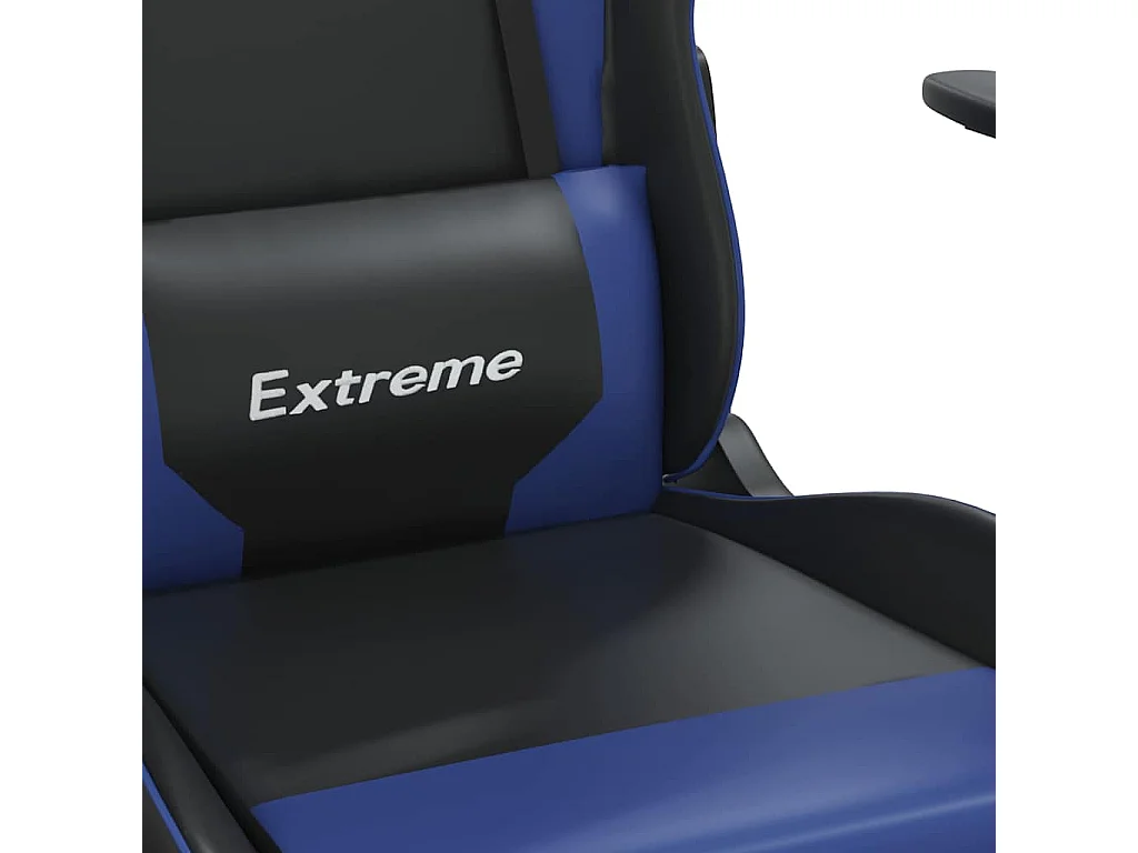 Chaise de jeu avec repose-pied Noir et bleu Similicuir
