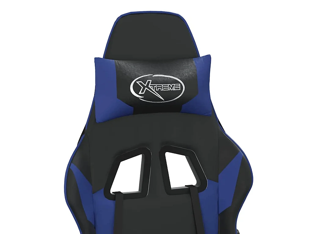 Chaise de jeu avec repose-pied Noir et bleu Similicuir