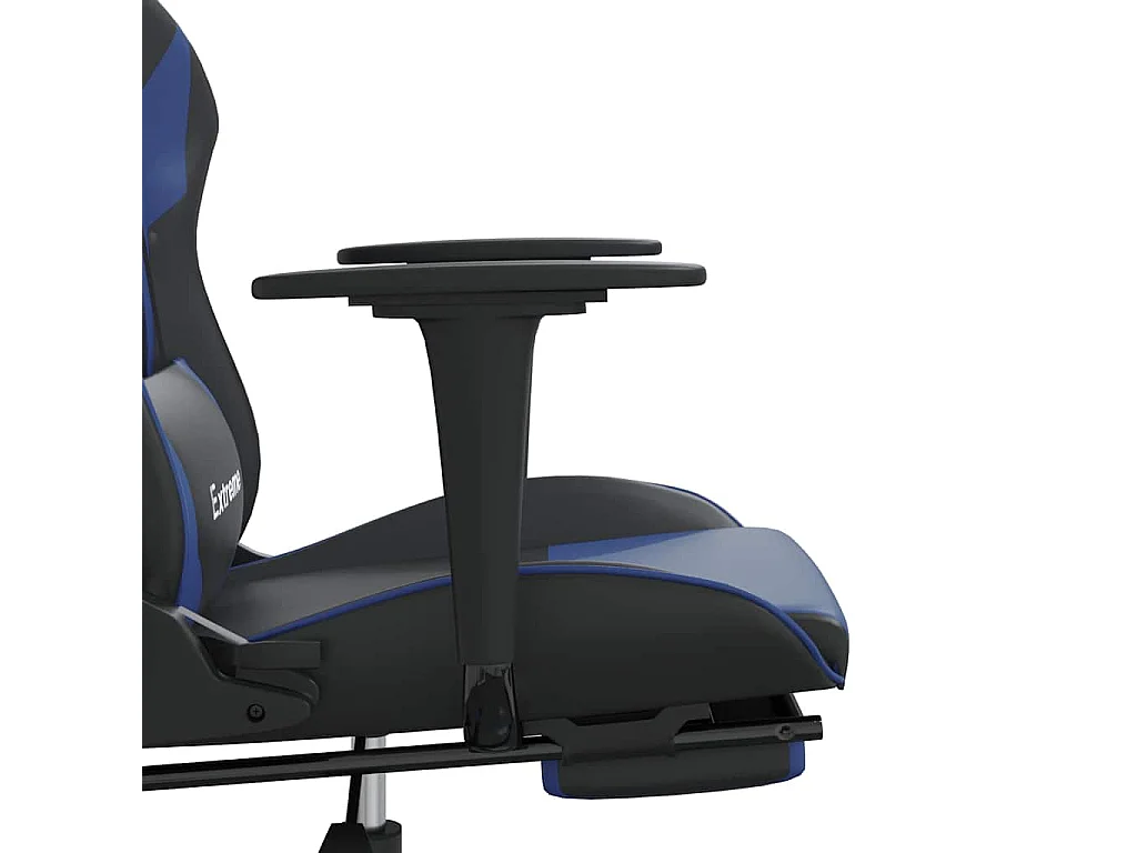 Chaise de jeu avec repose-pied Noir et bleu Similicuir