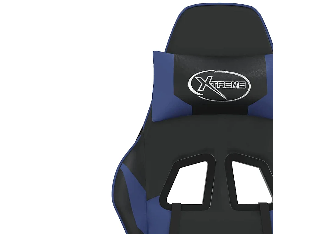 Chaise de jeu avec repose-pied Noir et bleu Similicuir