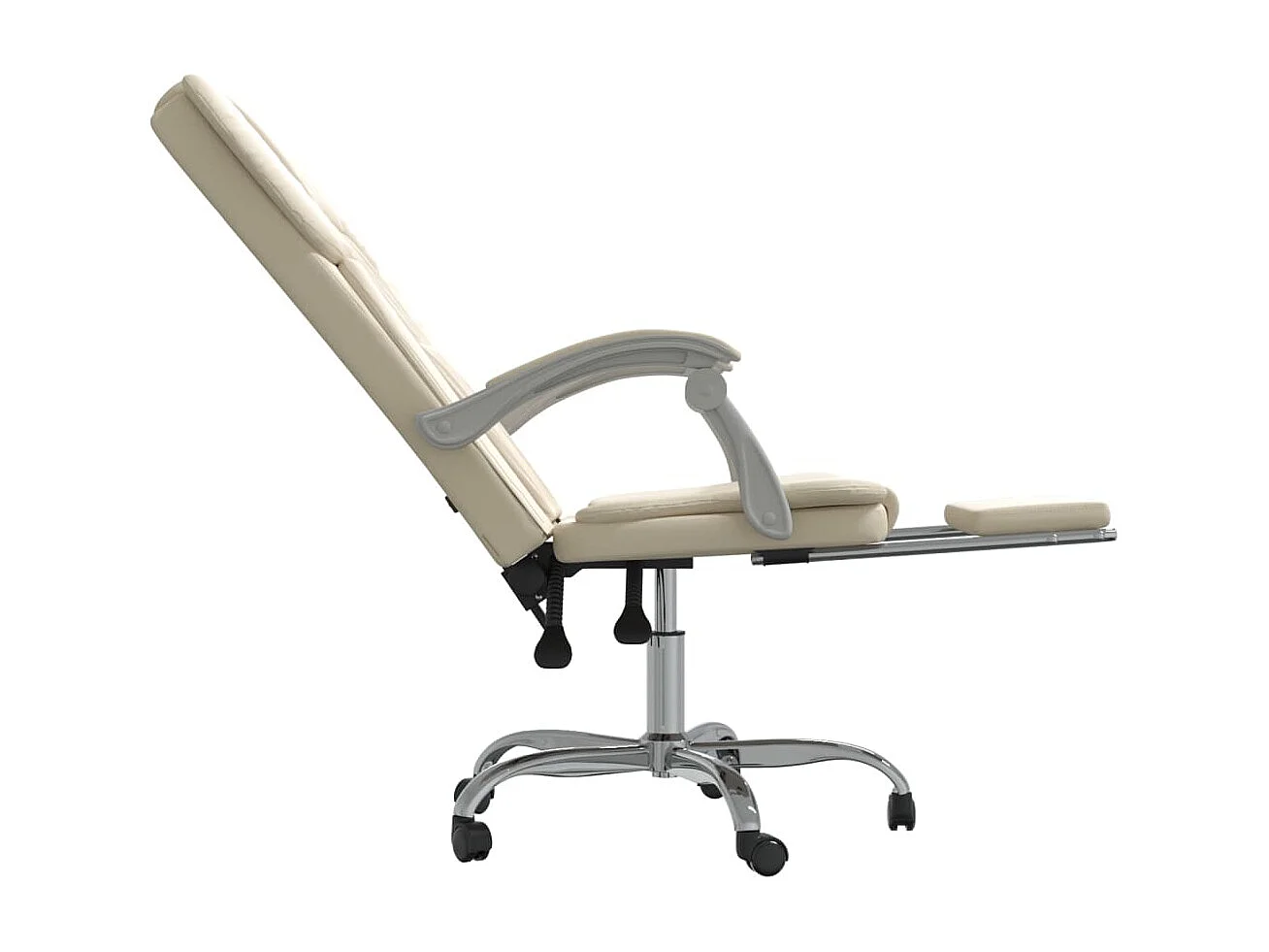 Silla de oficina reclinable cuero sintético crema