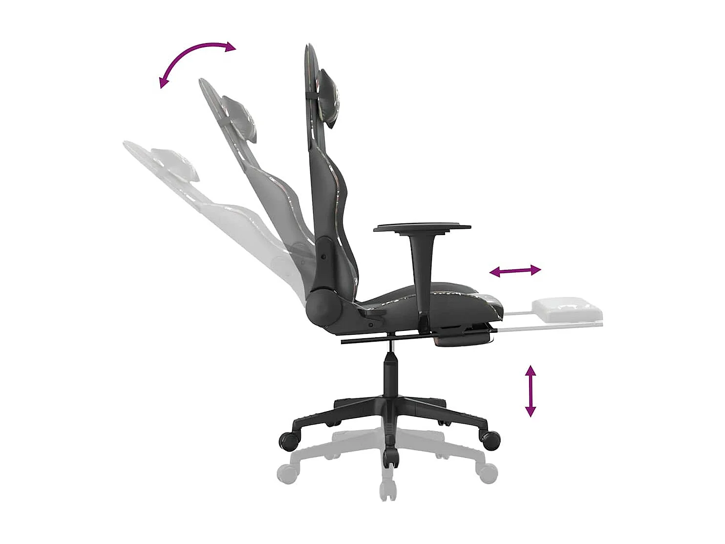 Sedia Gaming Massaggio Poggiapiedi Nero e Mimetico Similpelle