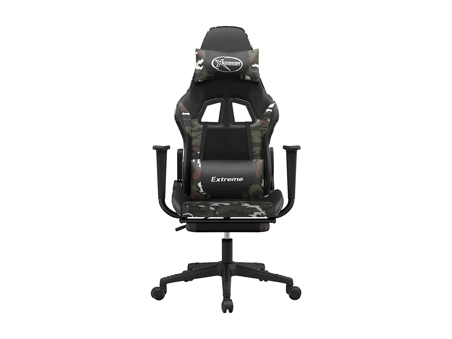 Sedia Gaming Massaggio Poggiapiedi Nero e Mimetico Similpelle